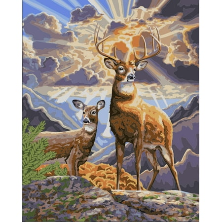 UPC: 4650206103256 | Painting by Numbers kit Crafting Spark Winter Deers H062 19.69 x 15.75 in