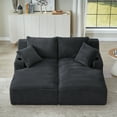 thumbnail image 4 of 71" Oversized Double Chaise Lounges Indoor, Upholstered Corduroy Sofa Bed with Dual Cup Holders, Sectional Sleeper Loveseat for Living Room, Dark Grey, 4 of 8