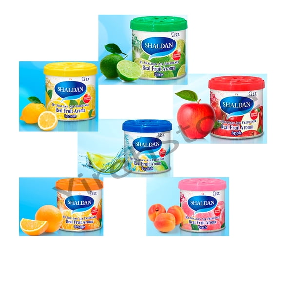YirehStore My Shaldan Original Classic Formula, Assorted 6-cans, Apple Lemon Lime Orange Peach Squash scent, Car Cup-holder Natural air freshener