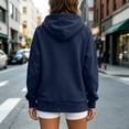thumbnail image 6 of Hoodie for Womens Xaqiouau Solid Cross Neck Hooded Pullover Sweatshirt Split Hem Side Pockets Long Sleeve Basic Tops For Fall Athleisure Casual Daily Wear Navy S, 6 of 6