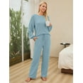 thumbnail image 2 of SMZ Womens Lounge Set Cute Long Sleeve Pajama Sets Casual 2 Piece Pj Outfit Fall Sleepwear Pockets, 2 of 6