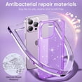 thumbnail image 5 of SaniMore for iPhone 13 Pro Case, Full Camera Lens Protection Women Cute Clear Glitter Bling Sparkly Cover Anti-yellow Transparent Shockproof Bumper for for iPhone 13 Pro, Purple, 5 of 7