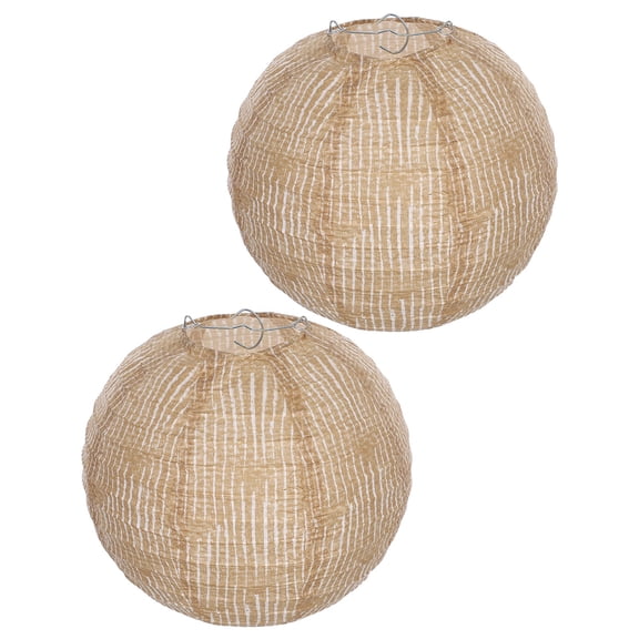 Phenofice 2pcs Beige Burlap Globe Lantern Hanging Decor for Bedroom Indoor