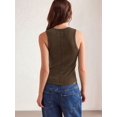 thumbnail image 6 of Womens Ribbed Tank Tops Summer Slim Fit V Neck Tops Casual Basic Knit Sleeveless Shirts Coffee Color XL, 6 of 7