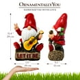 thumbnail image 3 of Hippy Gnome with Guitar Garden Statue, Unique Flowers and Peace Sign, 3 of 8