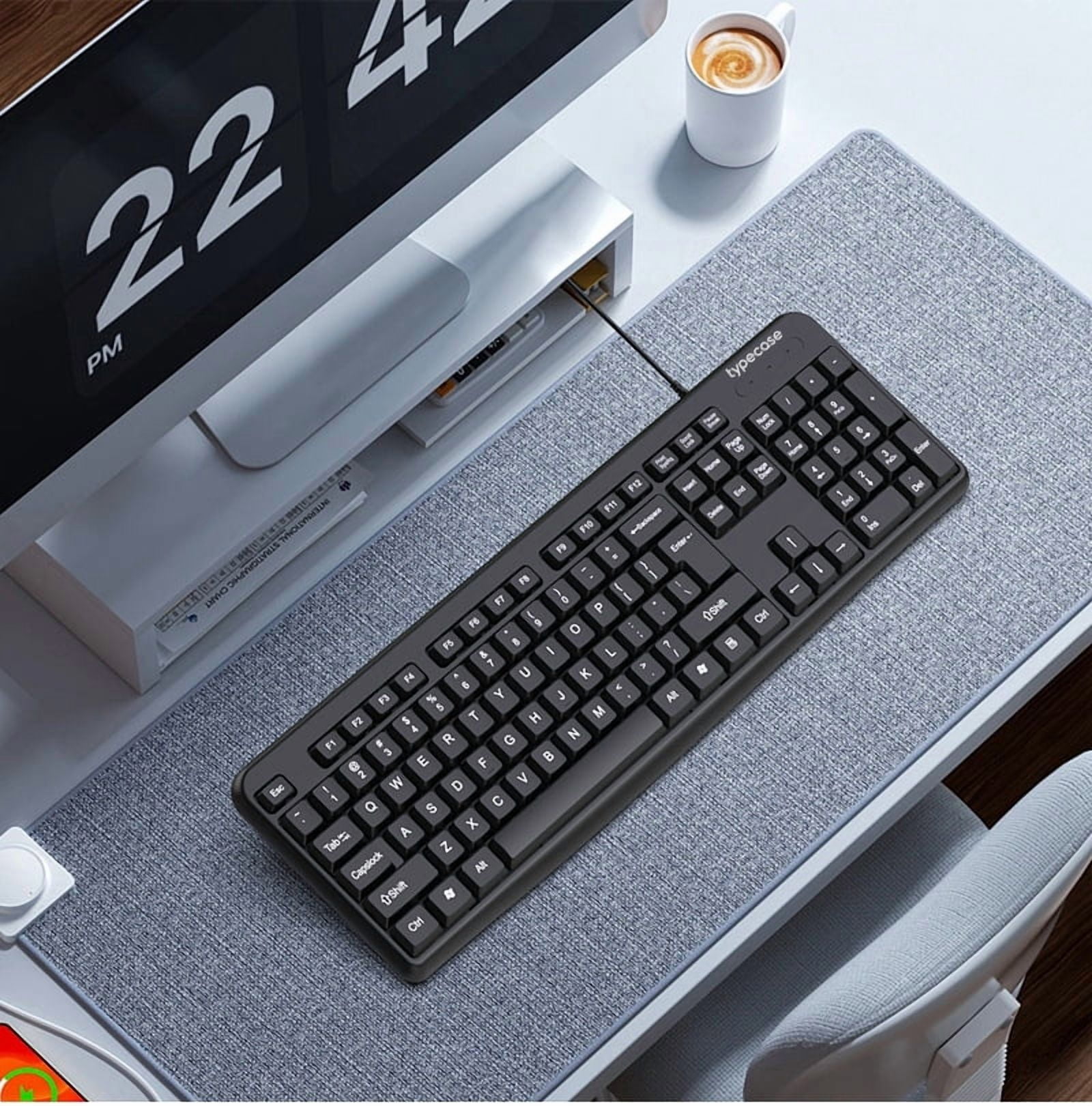 typecase Wired USB computer keyboard, suitable for both business and home use, universal quiet computer keyboard.black