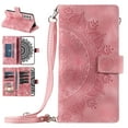 thumbnail image 1 of Nalacover for Samsung Galaxy S22 Plus Embossed Floral Pattern PU Leather Crossbody Case with Shoulder Strap,Shockproof Magnetic Flip Kickstand Credit Card Slots Zipper Pocket Wallet Phone Case,Pink, 1 of 10