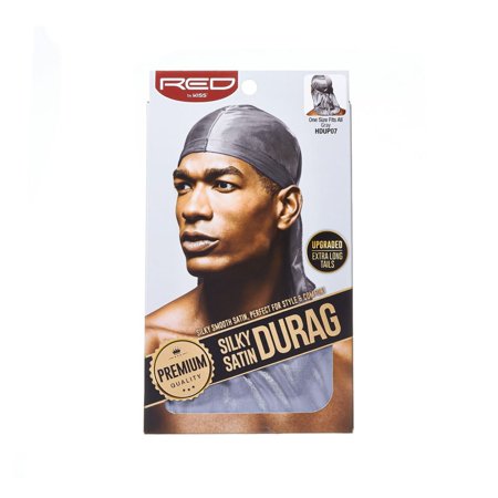 (Hdup07) Red Silky Satin Durag Gray Hd07