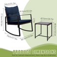 thumbnail image 5 of 3 Piece Rocking Bistro Set Wicker Patio Outdoor Furniture Porch Chairs Conversation Sets with Glass Coffee Table, 5 of 8