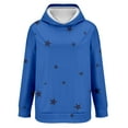 thumbnail image 5 of Women's Star Print Drawstring Hooded Sweatshirt with Pocket, Lightweight Oversized Long Sleeve Pullover Top, Casual Streetwear Fall Winter Comfort Wear, Aesthetic Soft Fleece Loungewear Blue L, 5 of 8