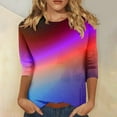 thumbnail image 2 of Gradient Tshirts Tops for Women Trendy Summer Shirts Plus Size Casual 3/4 Sleeve Crewneck Tunic Top, 2 of 5
