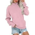 thumbnail image 2 of BODOAO Mock Neck Sweatshirt Women Oversized Pullover Sweatshirts No Hood Plain Long Sleeve Turtleneck Tops Fall Winter Clothes Pink S, 2 of 6
