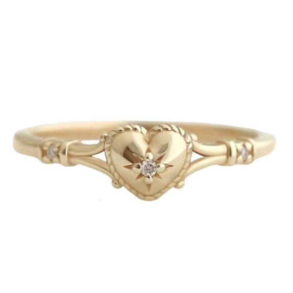 Osdhezcn Luxurious Gold Plated Heart Shaped Alloy Rings For Women Fashion Jewelry Sizes 5 11