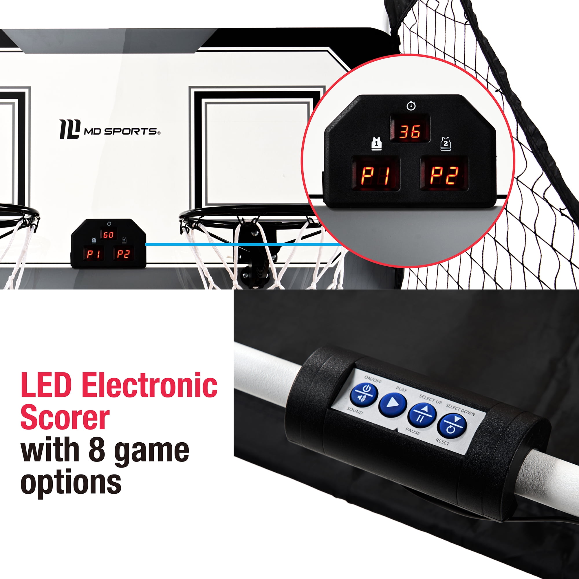 2-Player EZ-Fold Arcade Basketball Game, Powered by Adapter, by MD