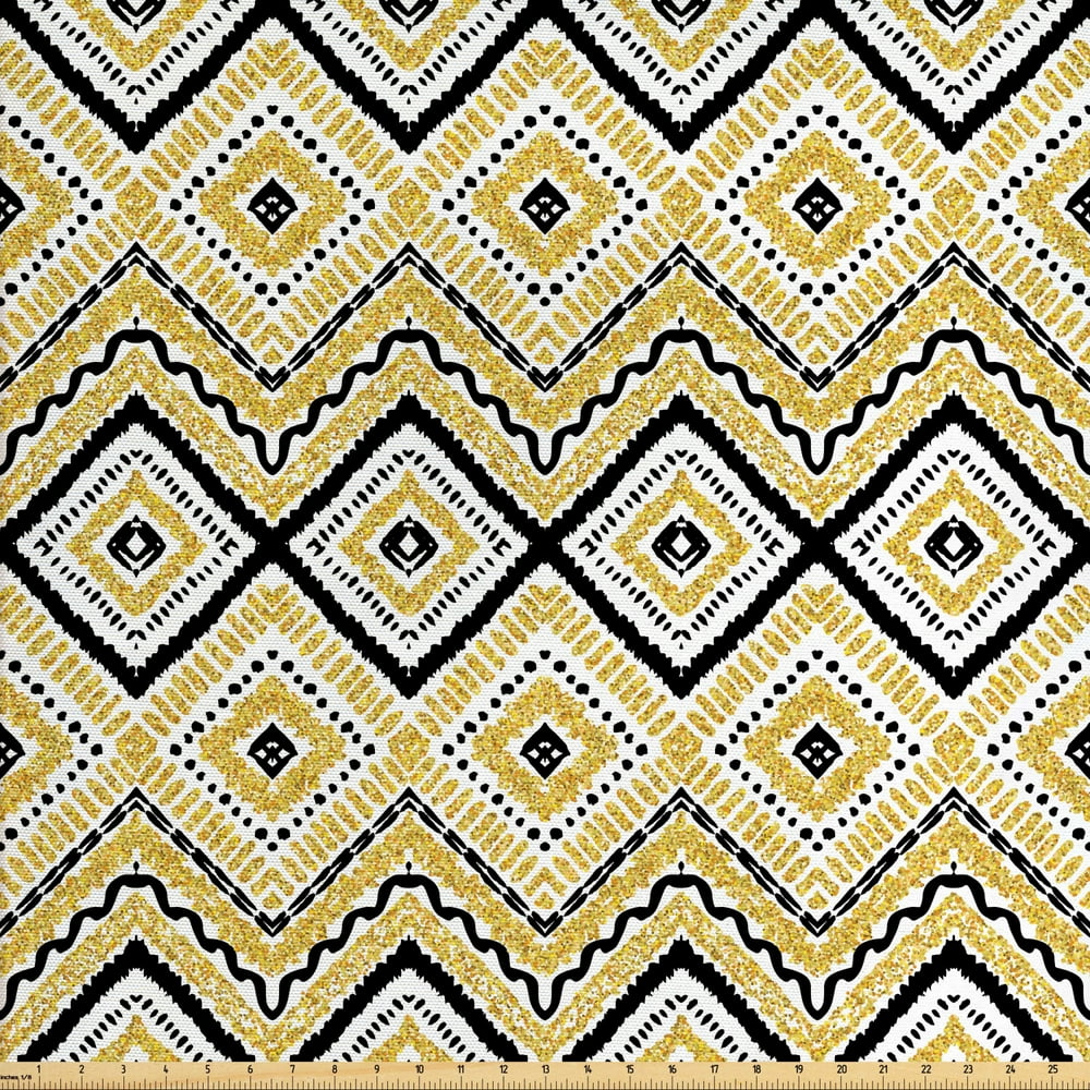 Ethnic Fabric by The Yard, Native Motif with Rhombus Pattern Dots and