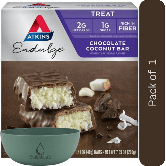 Atkins Endulge Chocolate Coconut Bars 5 Pk with Bowl by Value Nest