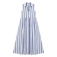 thumbnail image 6 of Women's Casual Sleeveless Lapel Striped Dress with Pockets, Lightweight Fashion, 6 of 6
