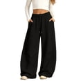 thumbnail image 3 of Girls Barrel Leg Sweatpants Baggy Wide Leg Open Bottom Drawstring Athletic Track Pants Pockets School Sport Trousers, 3 of 5