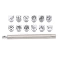 thumbnail image 2 of 12Pcs Stamping Punch Tool Plants Animals Pattern DIY Leather Craft Carving Stamper + 1Pc Handle, 2 of 14