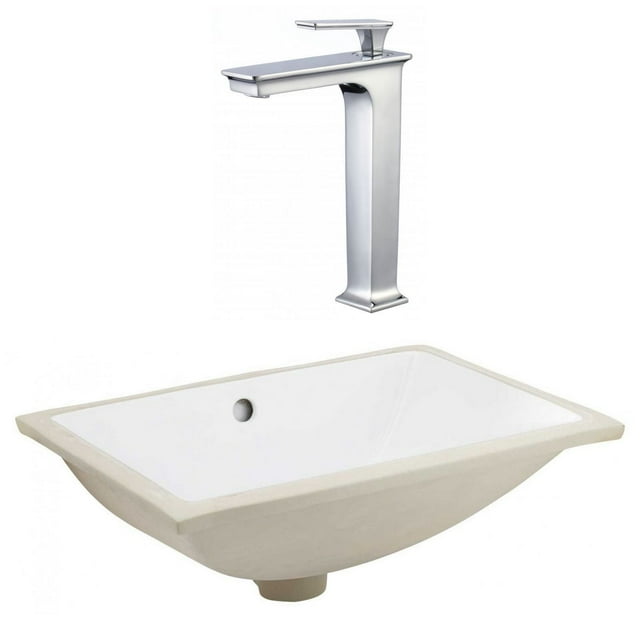 20.75-in. W CSA Rectangle Bathroom Undermount Sink Set In White - Chrome Hardware AI-23110