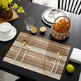 thumbnail image 3 of Brown Khaki Wooden Placemats Set of 4, Vintage Farmhouse Retro Art Placemats for Dining Table, Place Mats for Kitchen Tabletop, Waterproof Wipeable Dining Table Mats Set, 3 of 9