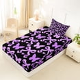thumbnail image 4 of Erosebridal Black Purple Twin Sheet Sets for Girls, Butterfly Bow-Tie Bedding, 1 Flat Sheet, 1 Fitted Sheet and 1 Pillowcase, 4 of 5