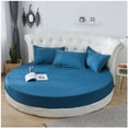 thumbnail image 2 of DOLITY Drap-Housse Couleur Unie Coton Housse de Lit Ronde Drap pour Hôtel Dia.220cm Bleu, 2 of 7