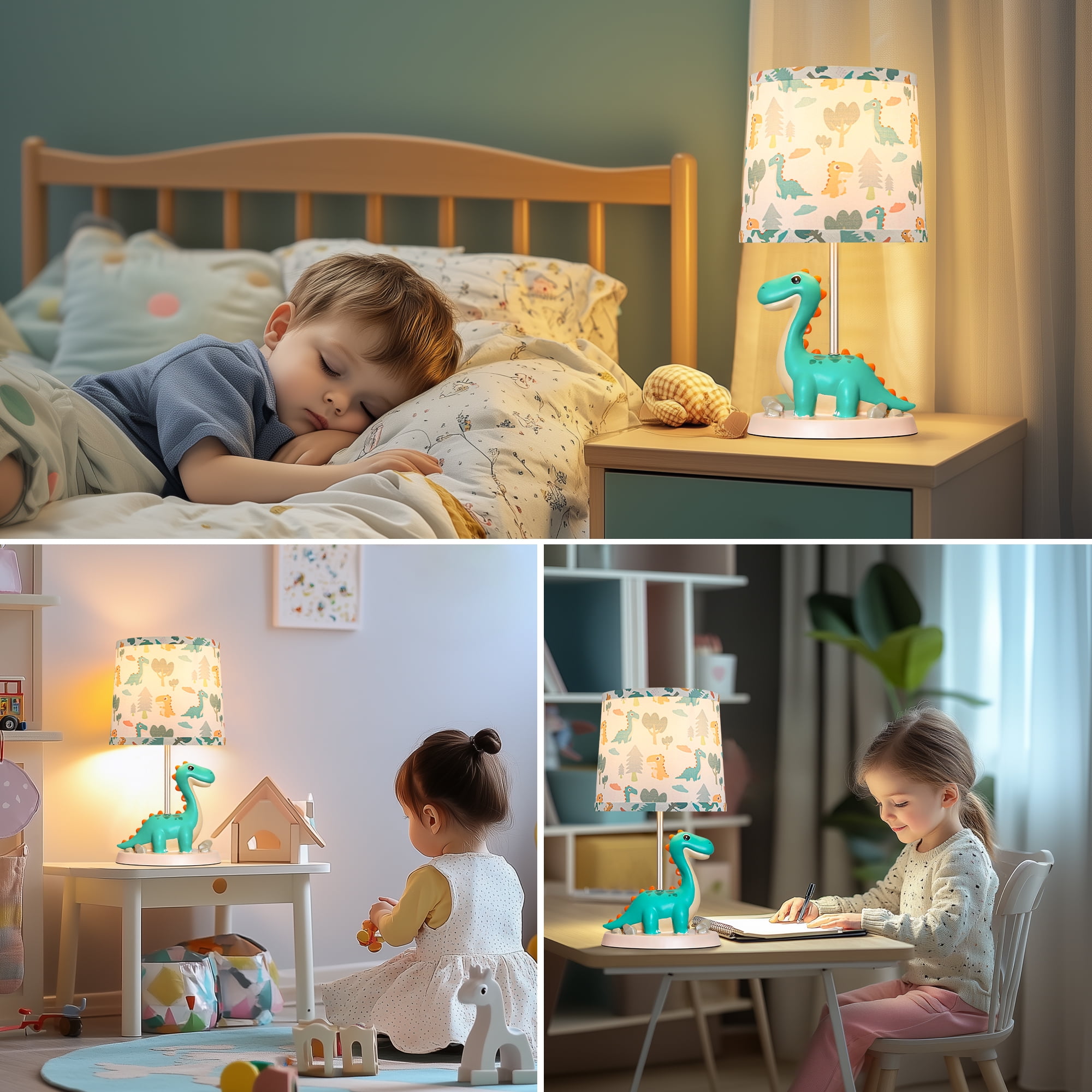 Small Green Dinosaur Table Lamp For Bedroom Nightstand Decor,animal Nursery Single Bedside Lamp For Kid Study Room,cute Desk Lamp For Boy Girl Toddler Play Room,1 Led Bulb Included