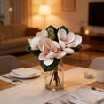 thumbnail image 4 of 11" Realistic Artificial Magnolia Silk Flowers No Wilt Bouquet for Home Wedding Decor,Pink, 4 of 5