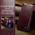 thumbnail image 2 of Leather Case for iPhone 15 Card Slot Folio Flip Wallet Case for iPhone 15 Premium PU Magnetic Kickstand Cover Soft TPU Inner Case Red, 2 of 14