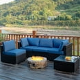 thumbnail image 1 of Costway 5PCS Patio Rattan Furniture Set Cushioned Sofa Chair Coffee Table Navy, 1 of 10