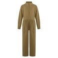 thumbnail image 4 of iiniim Kids Girls Casual Jumpsuit Rompers One Piece Long Sleeve Half Zip Overalls Cargo Pants Khaki 8, 4 of 7