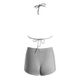 thumbnail image 4 of GEWSEY Women 2 Piece Bikini Shorts Set Y2k Halter String Triangle Bikini Top with Low Rise Swim Boyshorts Beachwear Black for Size S, 4 of 9