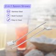 thumbnail image 4 of Unique Bargains 4Pack 8.9' Stainless Steel Spoon Straw Reusable Long Handle Straw Spoon, Silver, 4 of 5