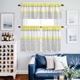 thumbnail image 2 of Yellow Grey Kitchen Curtains Sets for Windows 36 Inch Length, Chic Garden Floral Stripe Embroidery Design Rod Pocket Window Treatments Tier Curtains and Valances Set for Bedroom/Bathroom, 2 of 8