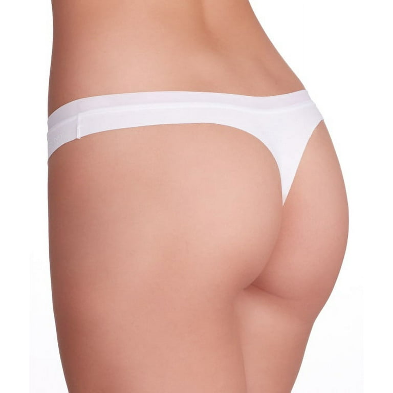 DKNY Womens Intimates Downtown Cotton No Visible Panty Line  Thong,White,Large 