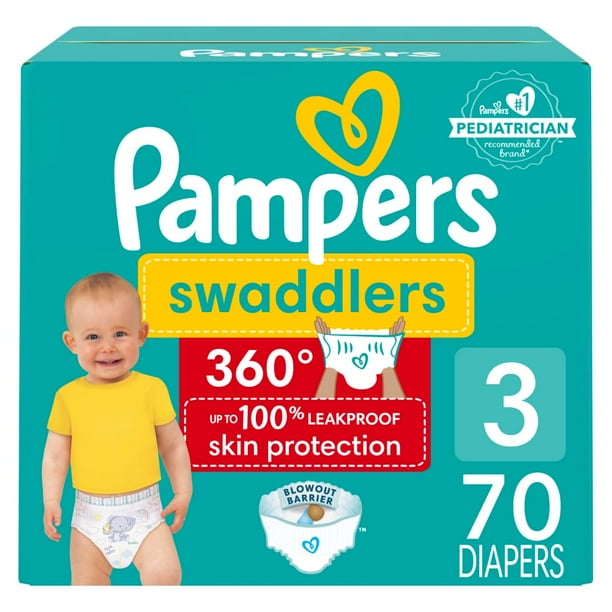 Pañales Pampers Swaddlers 360, talla 3, 70 unidades, para bebé