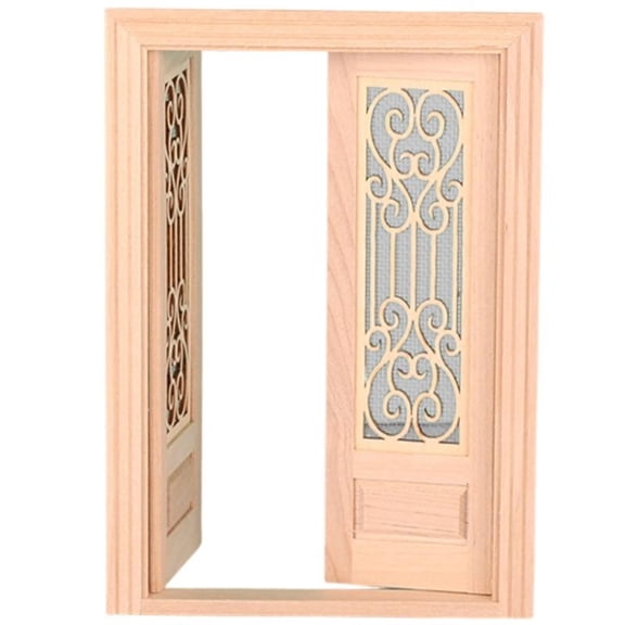 Unfinished Mini Wooden Double Door For Dollhouses Crafts And Model Scene