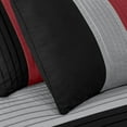 thumbnail image 4 of Chezmoi Collection Luxury Pleated Striped Comforter Set, King, Red/Black/Gray, 8-Piece, 4 of 9
