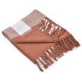 thumbnail image 4 of Ox Bay Brown/ White Tartan/Plaid Hand-Woven Organic Cotton Throw Blanket, 50" x 60", 4 of 10