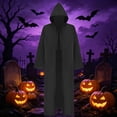 thumbnail image 2 of KICILVS Goth Clothes for Men Hooded Cloak Drawstring Front Long Open Robe Medieval Cosplay Costume Wear Outfit Cape, 2 of 5