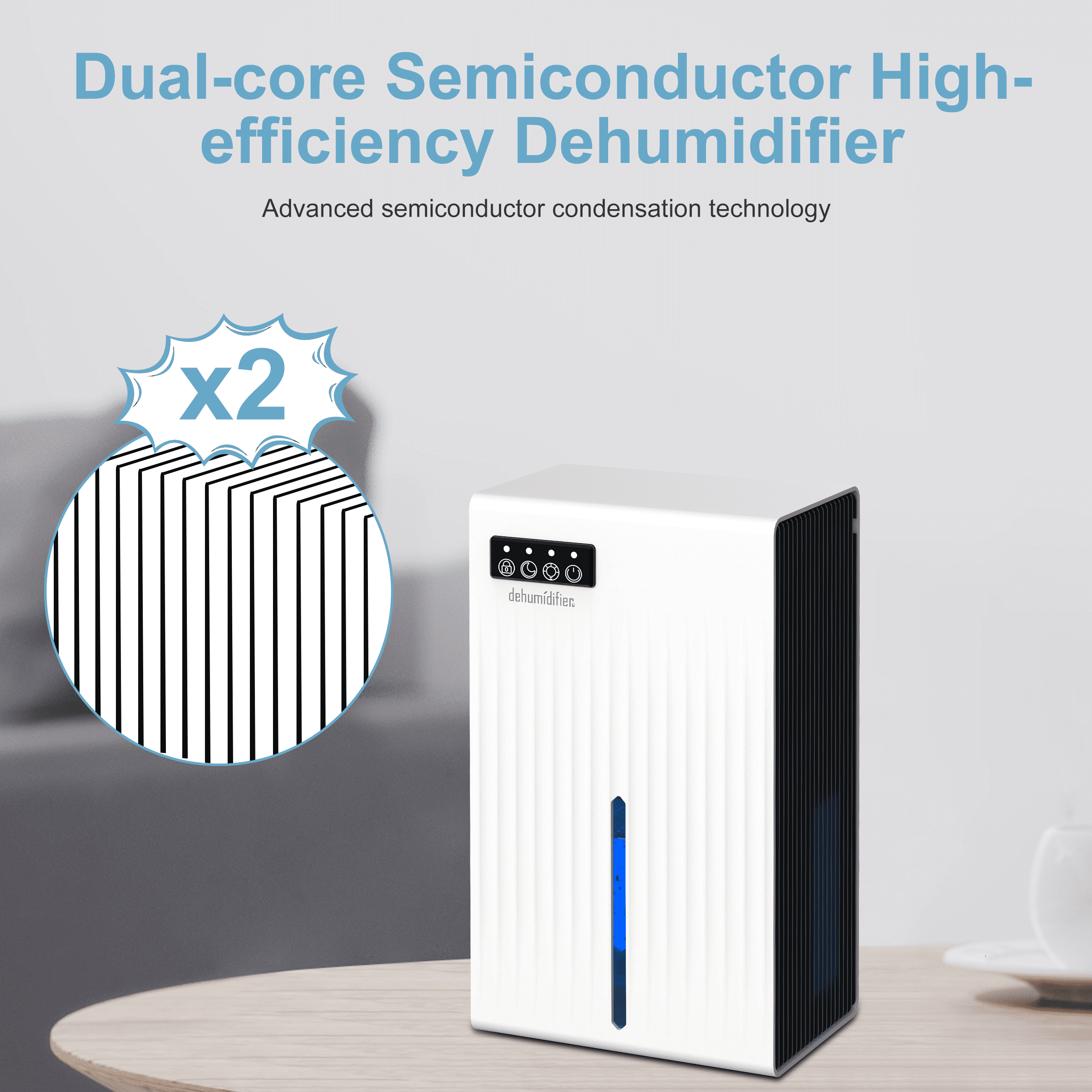 Cobectal Dehumidifier for Home, 900 Sq. Ft., Auto Shut-Off, 95 oz Water Tank, 7-Color LED Light, White