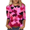 thumbnail image 2 of Tops for Women Trendy Viikei Womens Sweatshirts Pullover,Plus Size Blouse for Women,Fashion Woman Casual Round Neck Printing Blouse 3/4 Sleeve T-Shirt Summer Tops Pink XXL, 2 of 5
