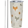thumbnail image 2 of Cute Fox And Wolfs Sleepy Head Tumbler Travel Coffee Mug With Flip Lid 20 Oz Insulated Tumbler Cup Gift For Father Mother Friend Birthday, 2 of 6