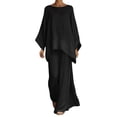 thumbnail image 2 of Endives Women's Lounge Set Cotton Linen Shirt and Wide Leg Pant Comfortable Loose Fitting Top And Pants Two Piece Set Spring Summer Dark Gray, 2 of 4