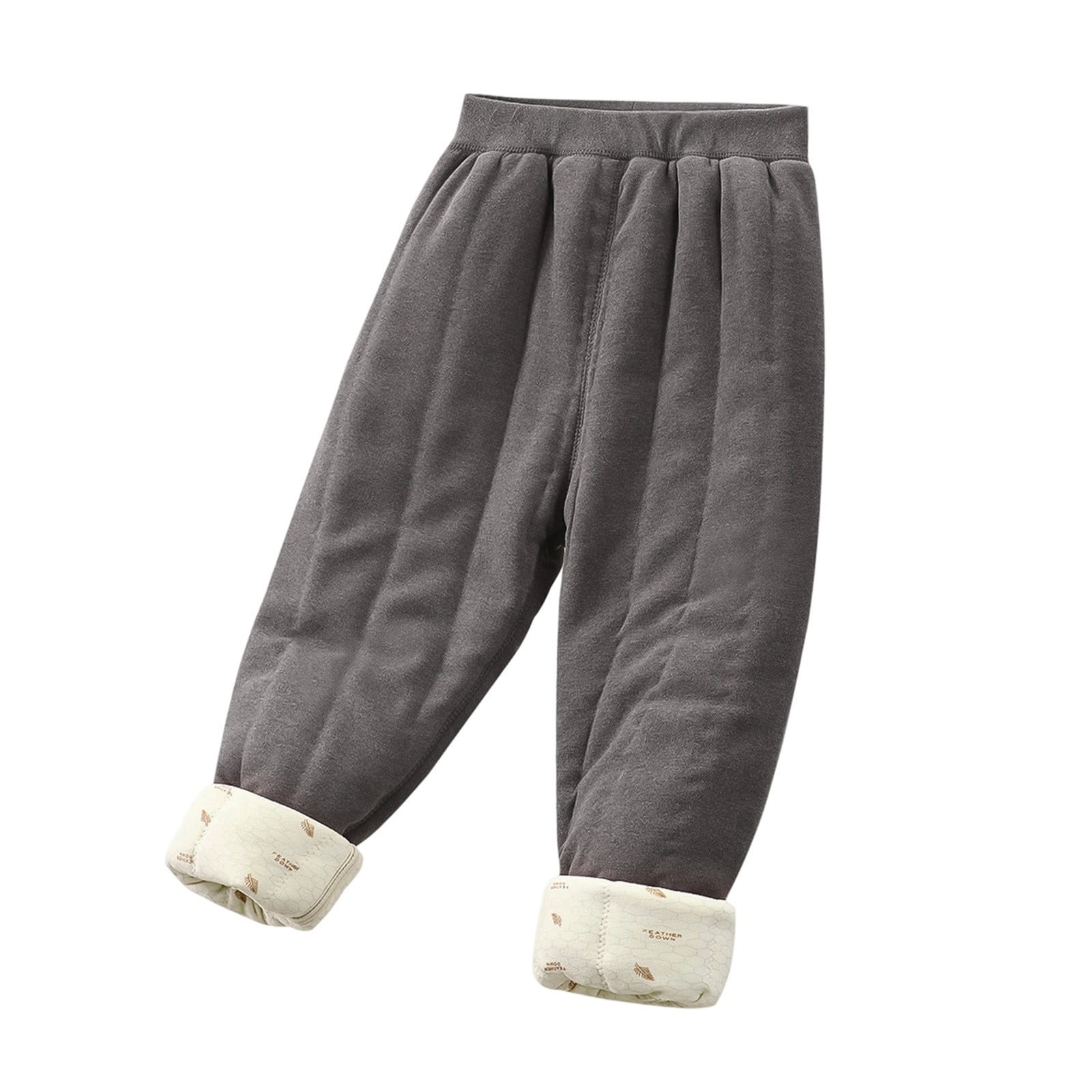 uikmnh Boys Solid Quilted Cotton Lined Thermal Pants Elastic Waist Cuff Reversible Warm Winter Base Layer Trousers for Kids Size:4-5 Years