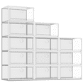 thumbnail image 3 of SEE SPRING 12 Pack Shoe Storage Box Clear Plastic Stackable Shoe Organizers for Closet Space Saving Foldabl for Entryway,White,size 13, 3 of 7