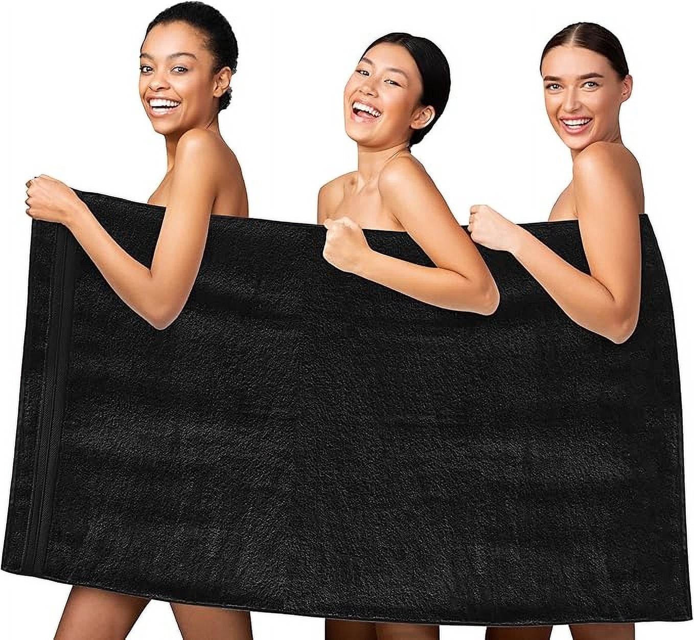 Mocassi Turkish Cotton Jumbo Bath Towel, 1-Piece, 35" x 70", Highly Absorbent - Soft Bathroom Towel, Black
