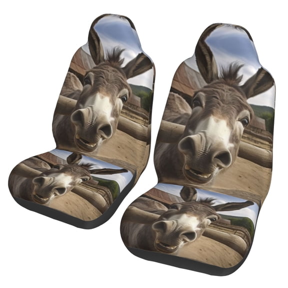 KAKALAD Funny Donkey Car Accessories Seat Covers Set Vehicle Seat Covers Universal Front Seats Protector 2 Pcs