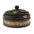 thumbnail image 2 of MERIGLARE Thailand Ashtray Mango Wood Tin Plate Elephant Pattern Handcraft Accessory Small, 2 of 8